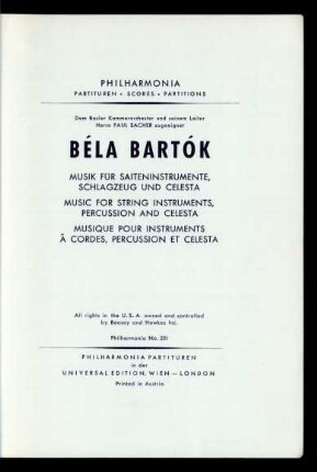 Musik für Saiteninstrumente, Schlagzeug und Celesta