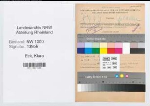 Entnazifizierung Klara Eck, geb. 24.06.1909 (Klavierlehrerin)
