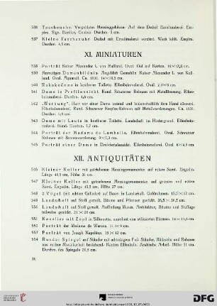 XI. Miniaturen (Nr. 538-545)