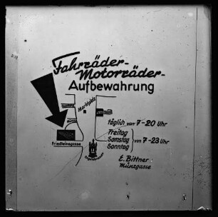 Hinweis zur Fahrräder- und Motorradaufbewahrung in Wertheim bei Bittner, Münzgasse