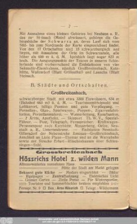 B. Städte und Ortschaften.