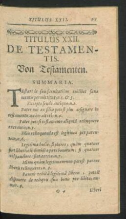Titulus XXII. De Testamentis.