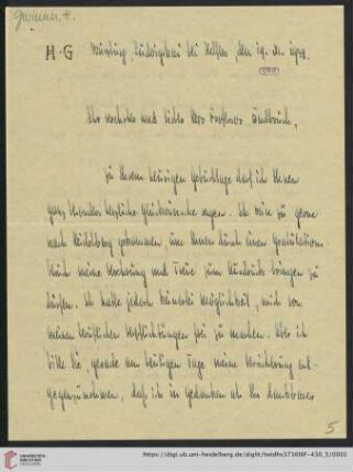 Brief von Heinrich Gwinner an Gustav Radbruch