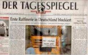 Berliner Tageszeitung "Der Tagesspiegel" u.a. zu Protesten gegen steigende Energiekosten und zum Verbot von zwei rechtsradikalen Organisationen