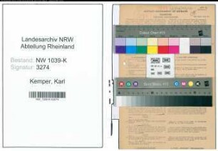 Entnazifizierung Karl Kemper , geb. 03.08.1894 (Lehrer)