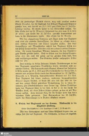 9. Einsatz des Regiments an der Somme. Rückmarsch in die Siegfried-Stellung