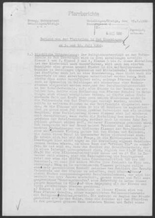 Überkingen: Visitationsbericht mit Pfarrbericht 1960