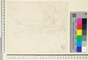Berglandschaft, im Mittelgrund Mühle