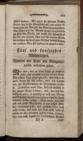 Fünf und funfzigstes Abschnittgen. Worinn am Ende alle Alongenperucken verlohren gehen.