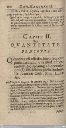 Caput II. De Quantitate.