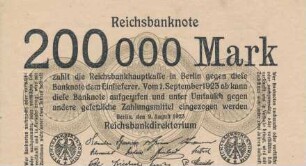 Zahlungsmittel / Reichsbanknote / 200.000 Mark