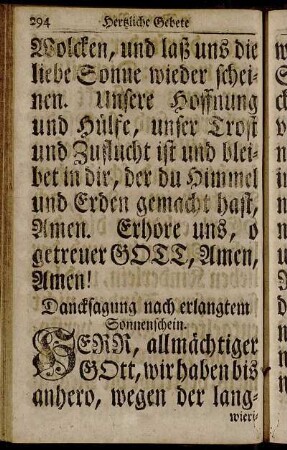 Dancksagung nach erlangtem Sonnenschein