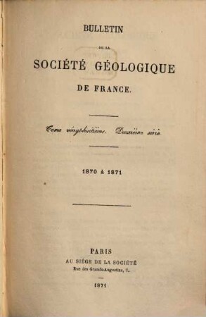 BSGF : earth sciences bulletin. 28. 1871