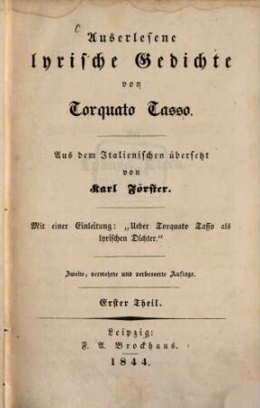 Auserlesene lyrische Gedichte, 1. Erster Theil