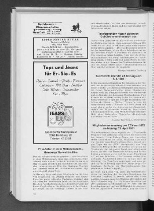 Kurzbericht über die ZA Sitzungen vom 6.4.1981