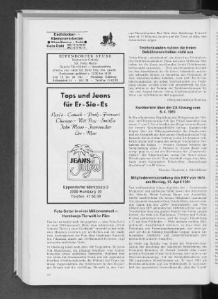 Kurzbericht über die ZA Sitzungen vom 6.4.1981