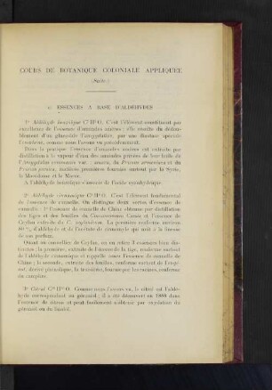 Cours De Botanique Coloniale Appliquée.
