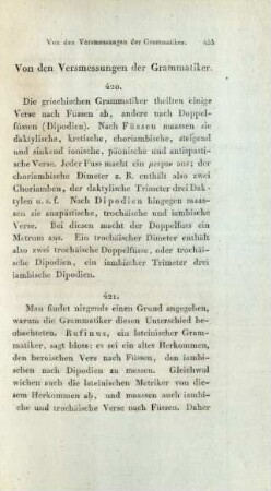 Von den Versmessungen der Grammatiker.