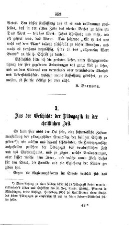 Aus der Geschichte der Pädagogik in der christlichen Zeit