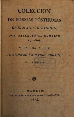 Coleccion de poesias posthumas