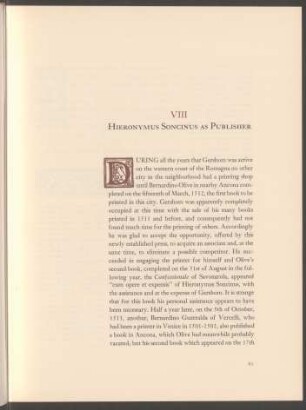 VIII. Hieronymus Soncinus as publisher