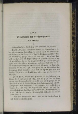 XXVII. Bemerkungen aus der Spruchpraxis