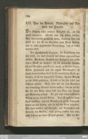 XXI. Von der Armuth, Niedrigkeit und Demuth des Herzens.