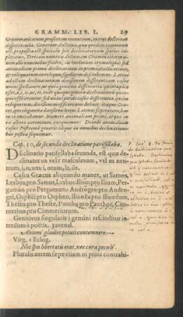 Cap. 10, de secunda declinatione parisyllaba.