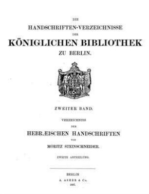 Verzeichniss der hebräischen Handschriften : [Bd 2]