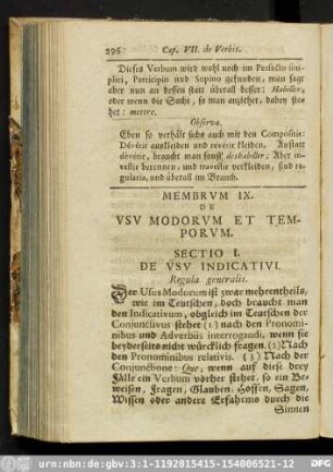 Membrum IX. De Usu Modorum Et Temporum.