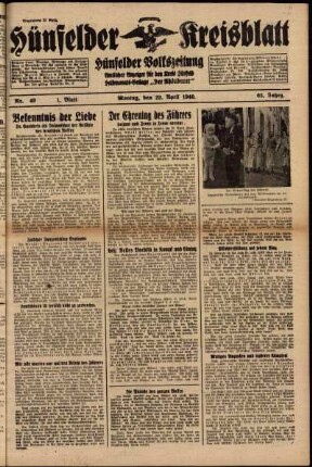 Erste Ausgabe vom Montag, den 22. April 1940.