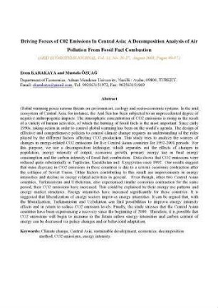 Driving Forces of C02 Emissions In Central Asia: A Decomposition Analysis of Air Pollution From Fossil Fuel Combustion