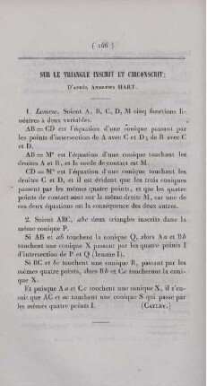 Sur le triangle inscrit et cicronscrit.