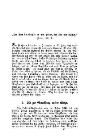 "Der Herr hat Großes an uns gethan, deß sind wir fröhlich" Psalm 126, 3