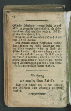 Nachtrag zur genealogischen Tabelle