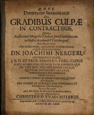 Disp. inaug. de gradibus culpae in contractibus