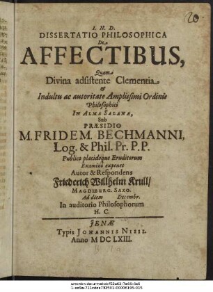 Dissertatio Philosophica De Affectibus