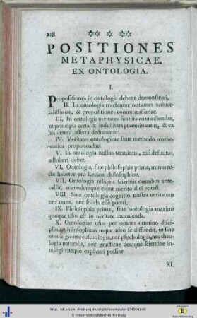 Positiones metaphysicae.
