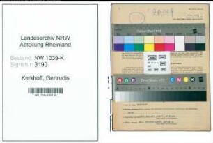 Entnazifizierung Gertrudis Kerkhoff , geb. 27.02.1921 (Lehrerin)