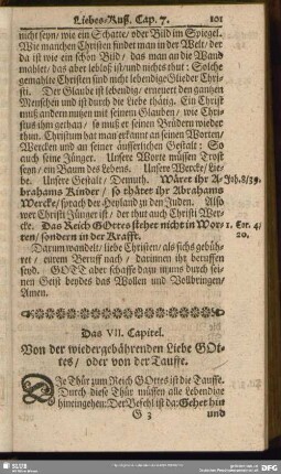Das VII. Capitel. Von der wiedergebährenden Liebe Gottes, oder von der Tauffe