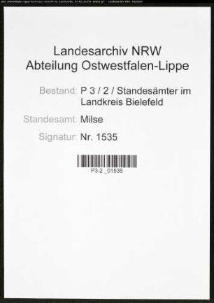 Sterberegister Standesamt Milse