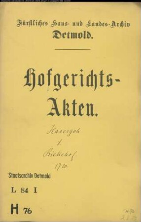 Havergoh, Kord Hermann zu Wellentrup gegen Rickehof zu Wellentrup - Schuldforderung