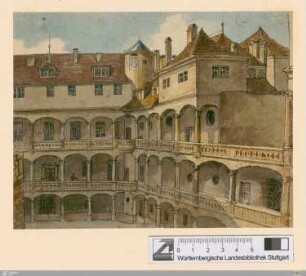 [Stuttgart, Altes Schloß, Hofgalerien von Osten]