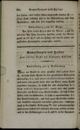 Anmerkungen und Zusätze zum vierten Buche der Elemente Euklids.
