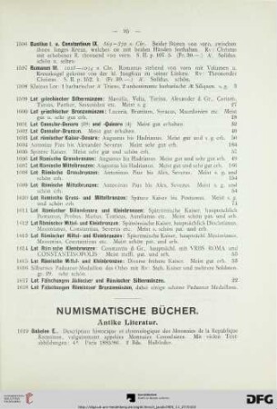 Numismatische Bücher (Nr. 1619-1666)