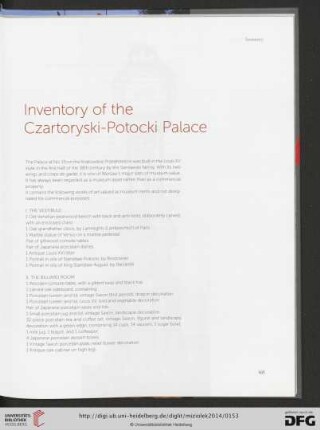 Inventory of the Czartoryski-Potocki Palace