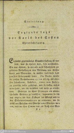 Einleitung. Englands Lage vor Karls des Ersten Thronbesteigung