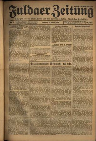 Erste Ausgabe vom Samstag, den 05. Januar 1929.