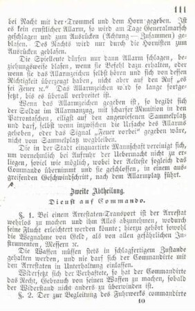 Zweite Abtheilung. Dienst auf Commando.