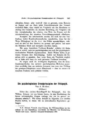 Die psychologischen Grundprinzipien der Pädagogik : (Schluss)